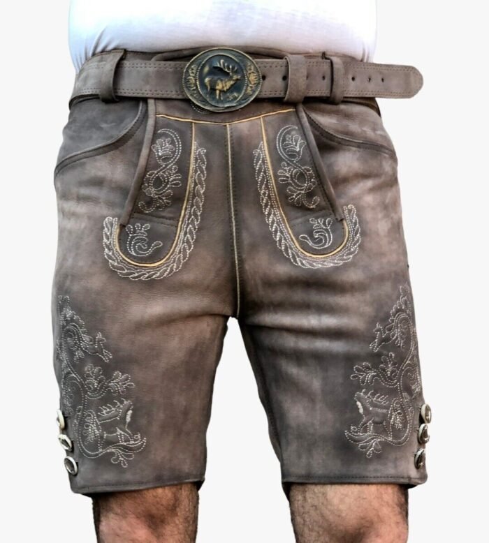 Hirschlederhose bayrisch lederhose Trachten lederhose mit Gürtel Gr 46 -64