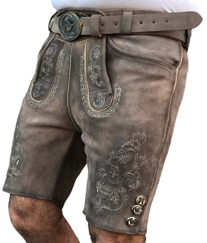 Hirschlederhose bayrisch lederhose Trachten lederhose mit Gürtel Gr 46 -64 - Image 3