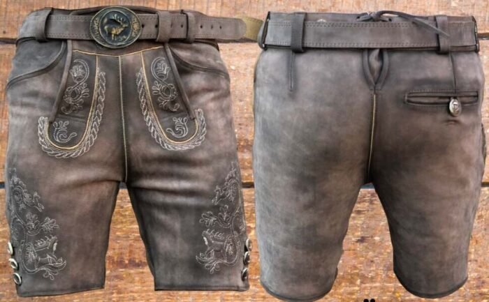 Hirschlederhose bayrisch lederhose Trachten lederhose mit Gürtel Gr 46 -64 - Image 4