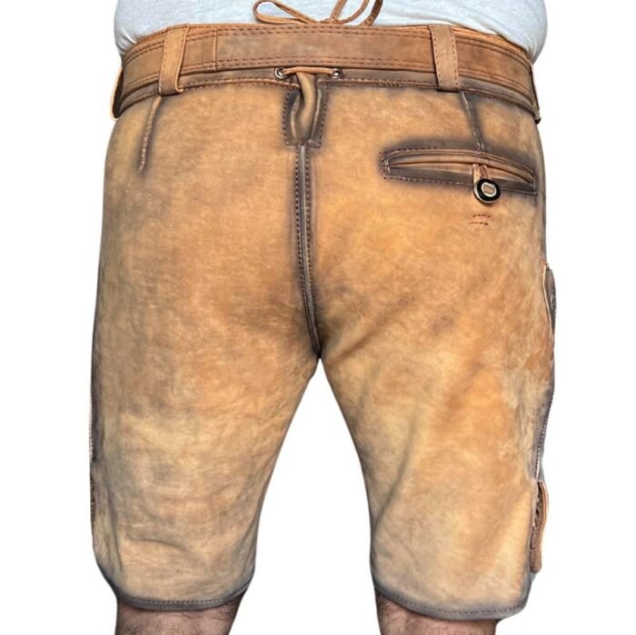Herren Hirsch-Lederhose Trachten Lederhose Antike braun Oktoberfesthose Gr,46-58 - Image 3